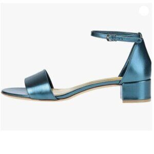 Pazzion Women Fashion Open Round Toe Sandals with Ankle Strap Buckle Blue SHoes